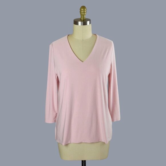 Jean-Pierre Klifa Tops - JEAN-PIERRE KLIFA LIGHT PINK V-NECK LONG SLEEVE TOP